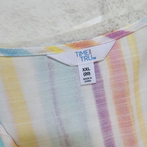 Time and Tru Women's Woven Print Dress with Flounce Hem V-Neck Size XXL - Picture 7 of 15